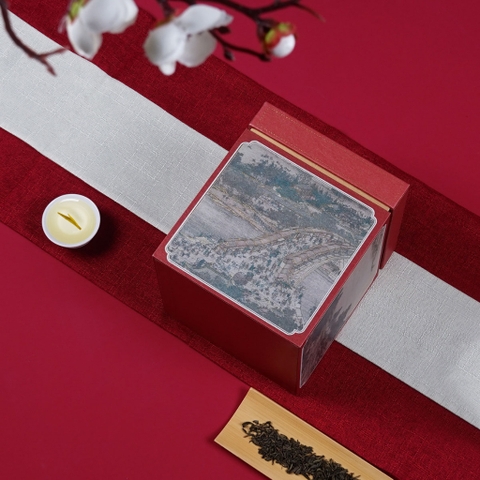 Hộp đựng trà giấy vuông kèm túi hoạ tiết thời cổ đại - HVL TEA