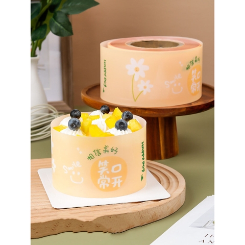 Cuộn mica lót thành bánh, bao bánh mousse cứng cao 8cm hoạ tiết