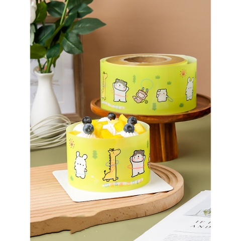 Cuộn mica lót thành bánh, bao bánh mousse cứng cao 8cm hoạ tiết