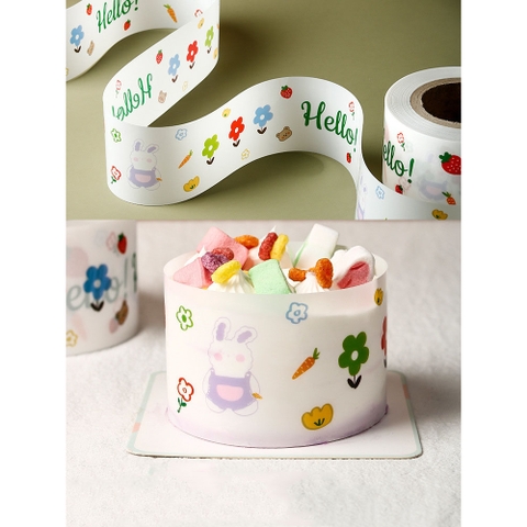 Cuộn mica lót thành bánh, bao bánh mousse cứng cao 8cm hoạ tiết