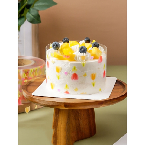 Cuộn mica lót thành bánh, bao bánh mousse cứng cao 8cm hoạ tiết