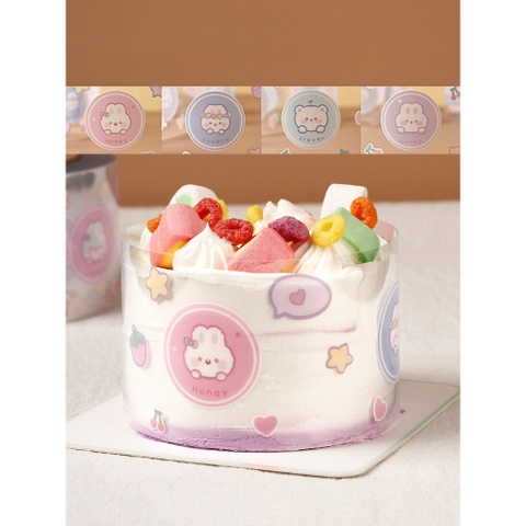 Cuộn mica lót thành bánh, bao bánh mousse cứng cao 8cm hoạ tiết - VUA BAO BÌ