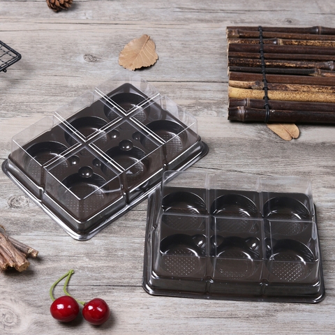 10 Hộp 6 bánh trứng, bánh trung thu, khay đựng bánh có nắp, đựng bánh hình tròn - VUA BAO BÌ