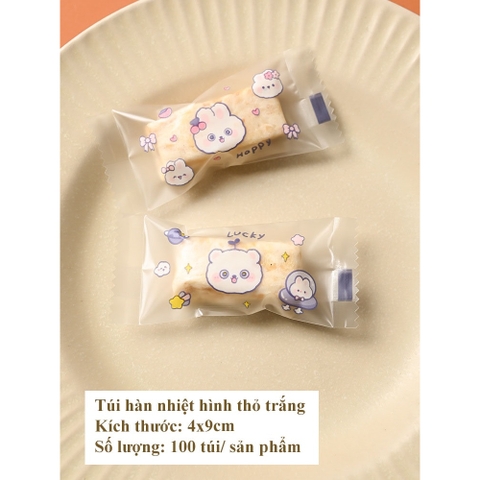 Túi đựng bánh kẹo, bao bì đựng trà họa tiết THỎ và GẤU hàn nhiệt -HVL