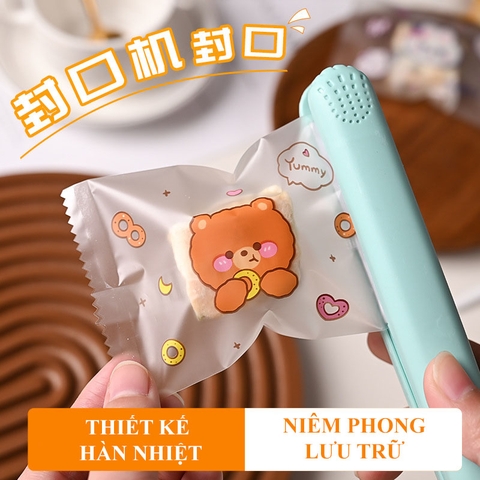 Túi đựng bánh kẹo, bao bì đựng trà họa tiết THỎ và GẤU hàn nhiệt -HVL