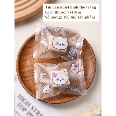 Túi đựng bánh kẹo, bao bì đựng trà họa tiết THỎ và GẤU hàn nhiệt -HVL