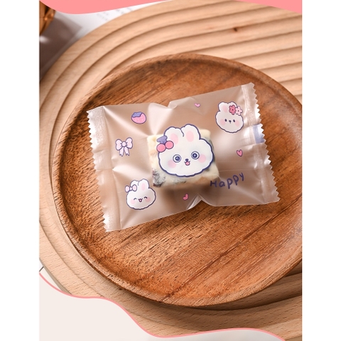 Túi đựng bánh kẹo, bao bì đựng trà họa tiết THỎ và GẤU hàn nhiệt -HVL