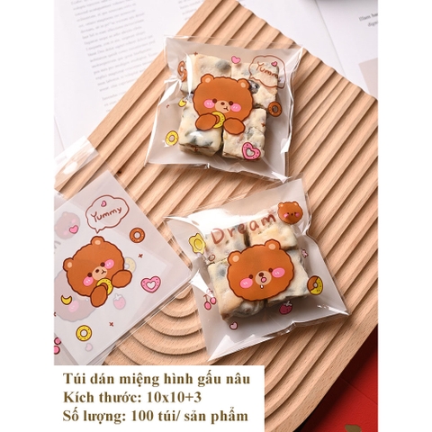 Túi đựng bánh kẹo, bao bì đựng trà họa tiết THỎ và GẤU hàn nhiệt -HVL