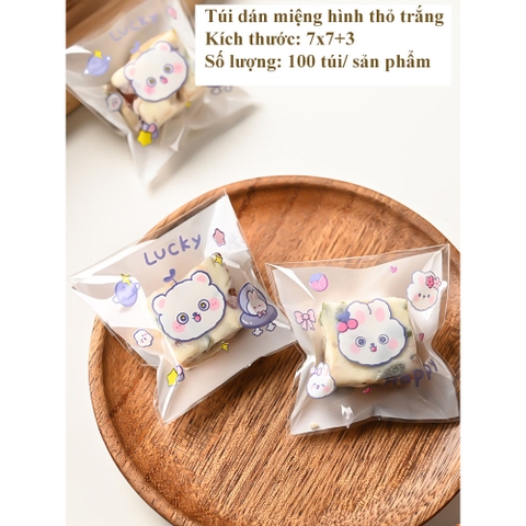 Túi đựng bánh kẹo, bao bì đựng trà họa tiết THỎ và GẤU hàn nhiệt -HVL