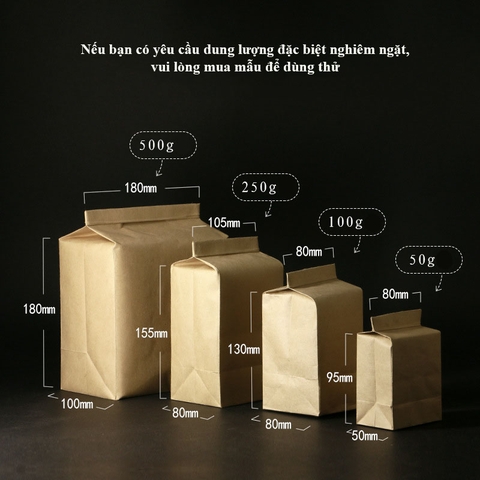 Túi ziplock kraft gấp đáy đứng đựng trà, hạt, thực phẩm, 1 túi/sp - HVL TEA
