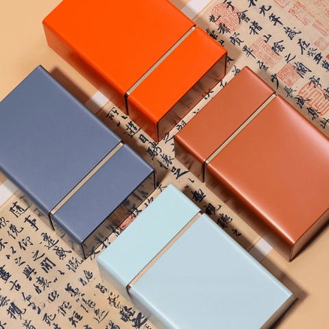 Hộp đựng trà thiếc hình chữ nhật cao viền ngang mẫu mới - HVL TEA