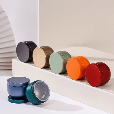 Lon trà thiếc nhỏ có nắp trong suốt, hộp trà nhỏ gọn làm quà tặng mẫu mới - HVL TEA