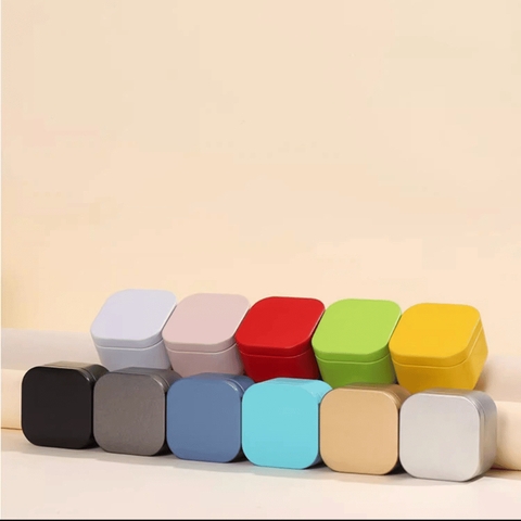 Lon trà thiếc vuông mini nhiều màu sắc mẫu mới - HVL TEA