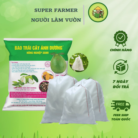 100 Túi Bọc Trái Cây Bưởi, Ổi, Xoài, Na thương hiệu Ánh Dương, dùng 3-4 mùa (có nút cài) - Người Làm Vườn