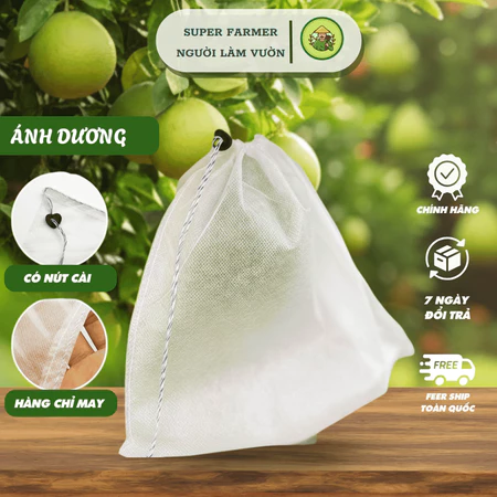 100 Túi Bọc Trái Cây Bưởi, Ổi, Xoài, Na thương hiệu Ánh Dương, dùng 3-4 mùa (có nút cài) - Người Làm Vườn