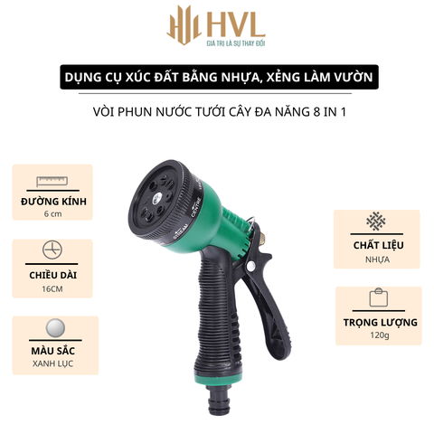 Vòi phun nước tưới cây đa năng 8 in 1