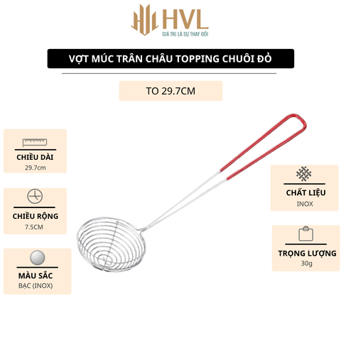 Muôi múc trân châu, topping trà sữa tay cầm đỏ - HVL TEA
