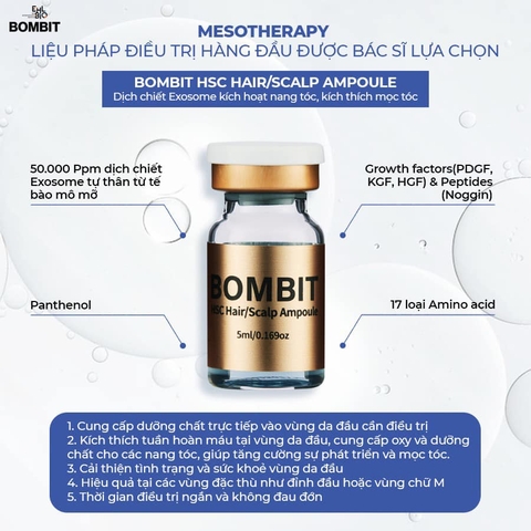 BOMBIT HSC HAIR/SCALP / DỊCH CHIẾT EXOSOME TỰ THÂN TỪ MỠ, KÍCH HOẠT NANG TÓC, KÍCH THÍCH MỌC TÓC, TRẺ HÓA DA ĐẦU