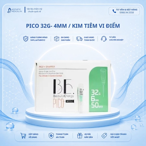 PICO 32G- 4MM / KIM TIÊM VI ĐIỂM TIÊM HA, DNA CÁ HỒI, TIÊM NÁM, MỌC TÓC, CÁC DẠNG TINH CHẤT TƯƠNG ĐỐI ĐẶC