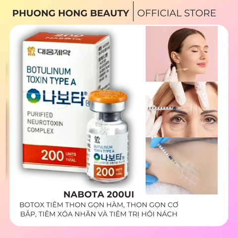 NABOTA BOTOX 200UI / BOTOX TIÊM THON GỌN HÀM, THON GỌN CƠ BẮP, TIÊM XÓA NHĂN VÀ TIÊM TRỊ HÔI NÁCH