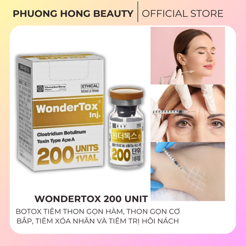 WONDERTOX 200 UNIT / BOTOX TIÊM XÓA NHĂN, TIÊM THON GỌN HÀM, TIÊM GIẢM MỠ BẮP CHÂN, BẮP TAY VÀ TIÊM TRỊ HÔI NÁCH