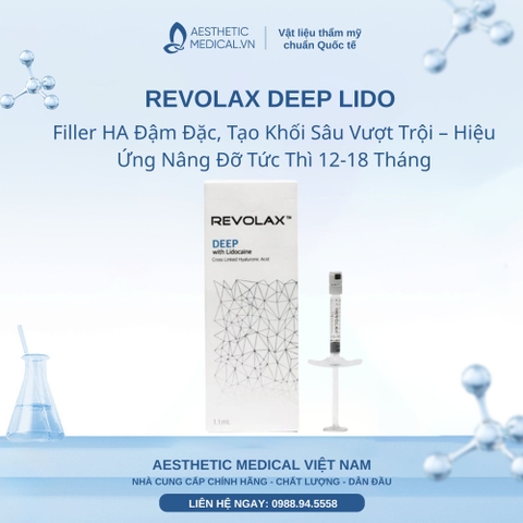 REVOLAX DEEP LIDO: Filler HA Đậm Đặc, Tạo Khối Sâu Vượt Trội – Hiệu Ứng Nâng Đỡ Tức Thì 12-18 Tháng