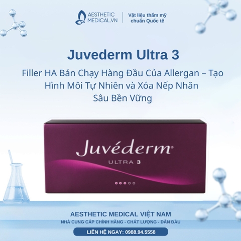 Juvederm Ultra 3: Filler HA Bán Chạy Hàng Đầu Của Allergan – Tạo Hình Môi Tự Nhiên và Xóa Nếp Nhăn Sâu Bền Vững