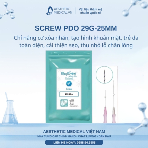CHỈ TĂNG SINH COLLAGEN SCREW PDO ( TRẺ HÓA DA) 29G-25MM