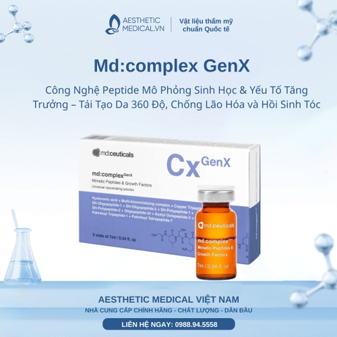 Md:complex GenX: Công Nghệ Peptide Mô Phỏng Sinh Học & Yếu Tố Tăng Trưởng – Tái Tạo Da 360 Độ, Chống Lão Hóa và Hồi Sinh Tóc