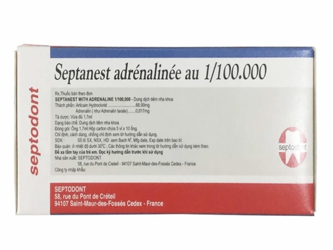 SEPTODONT SEPTANEST WITH ADRENALINE 1/100,000 SOLUTION FOR INJECTION / THUỐC GÂY TÊ TẠI CHỖ