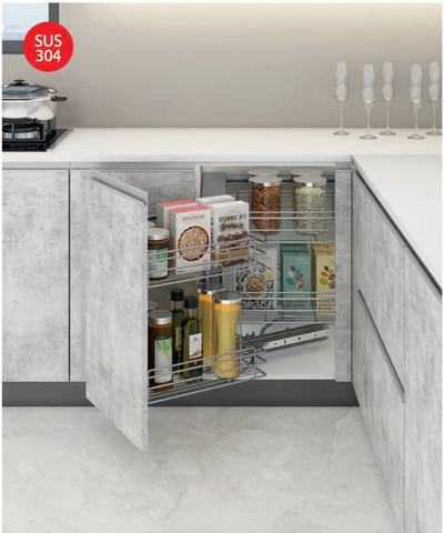 KỆ GÓC LIÊN HOÀN INOX NAN TRÒN