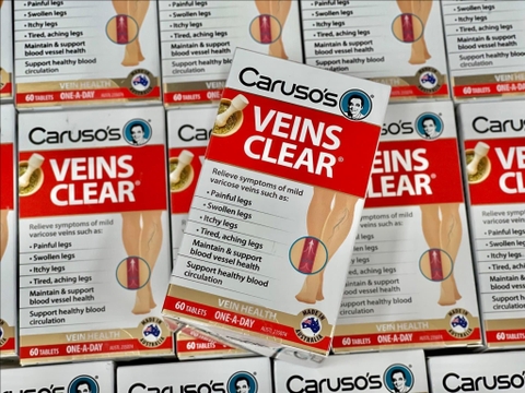 VIÊN UỐNG - KEM GIẢM ĐAU  HỖ TRỢ SUY GIÃN TĨNH MẠCH CARUSOS VEINS CLEAR CỦA ÚC