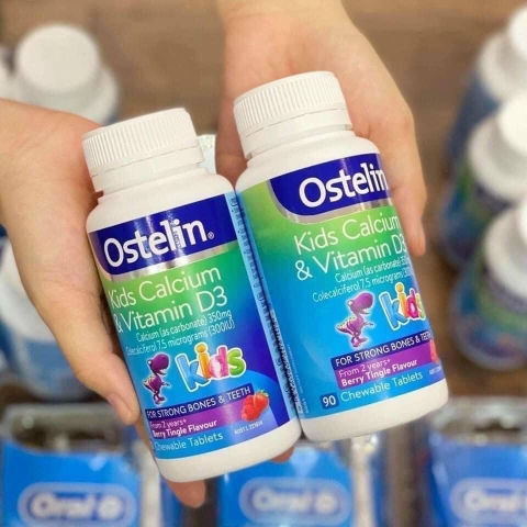 KẸO CANXI + D3 OSTELIN KHỦNG LONG VỊ DÂU CHO BÉ