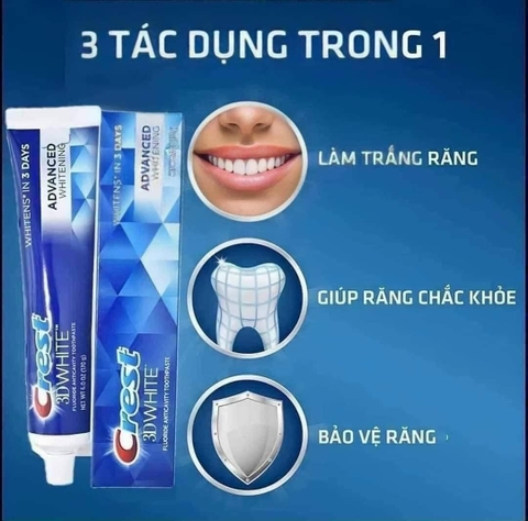 KEM ĐÁNH RĂNG CREST 3D WHITE ADVANCED TRIPLE WHITENING 158GR