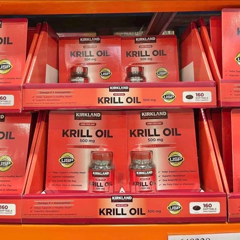 VIÊN UỐNG DẦU NHUYỄN THỂ CHỐNG LÃO HOÁ KRILL OIL KIRLAND SIGNATURE 500MG 160 VIÊN