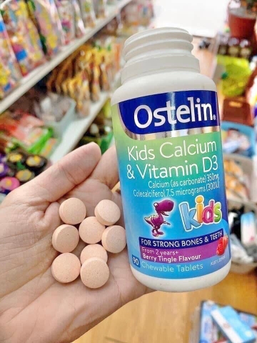 KẸO CANXI + D3 OSTELIN KHỦNG LONG VỊ DÂU CHO BÉ