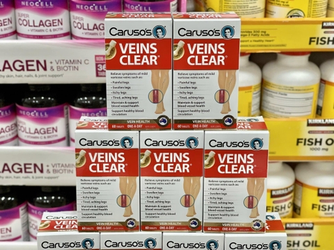 VIÊN UỐNG - KEM GIẢM ĐAU  HỖ TRỢ SUY GIÃN TĨNH MẠCH CARUSOS VEINS CLEAR CỦA ÚC