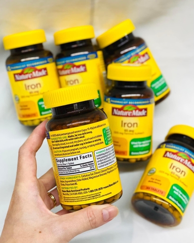 VIÊN UỐNG BỔ  SẮT IRON 65MG 365 VIÊN CỦA MỸ