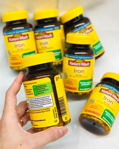 VIÊN UỐNG BỔ  SẮT IRON 65MG 365 VIÊN CỦA MỸ