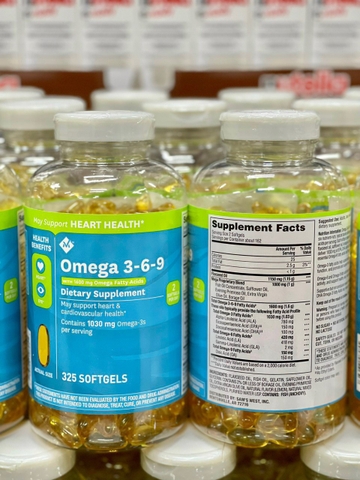 VIÊN UỐNG DẦU CÁ OMEGA 3-6-9 1600MG  1030MG OMEGA 3 MỸ 325 VIÊN