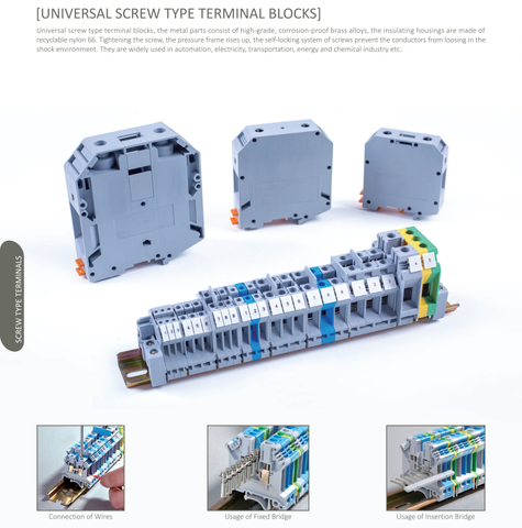 UNIVERSAL SCREW TYPE EARTH TERMINAL BLOCKS