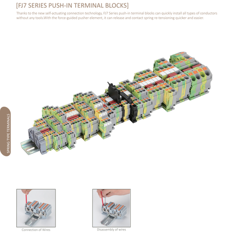 FJ7 SERIES MULTIPLE DECK PUSH-IN TERMINAL BLOCKS