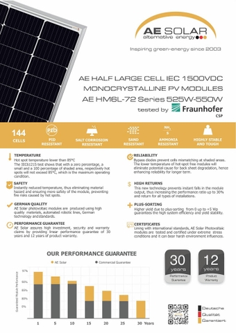 Tấm pin AE Solar 550 Wp