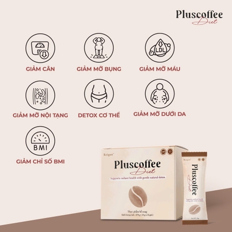 Pluss Coffee Diet cà phê sữa hổ trợ giảm cân kiểm soát cân nặng - Hộp 15 gói