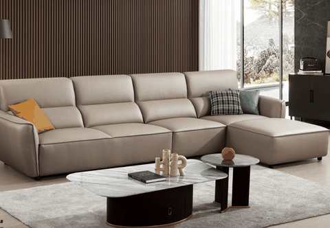 Sofa Vải Giả Da Góc L Hiện Đại Nhập Khẩu DTH -8815