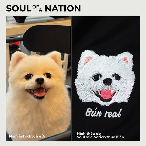 Dự án thêu pet chó Bún Real