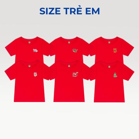 Áo Thun Trẻ Em - Thêu 12 Con Giáp Cute Đỏ