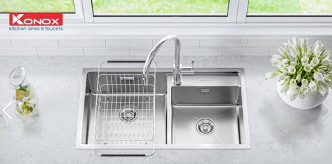 Chậu rửa bát Konox KN8248DO hai hố lệch