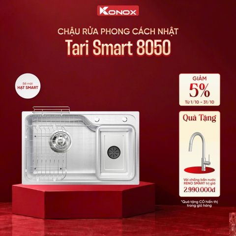 Chậu rửa bát Konox Tari Smart 8050 tặng vòi dây rút