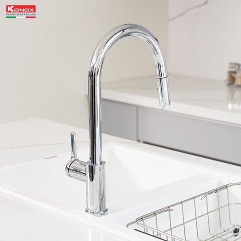 Vòi rửa bát dây rút Konox Alto Chrome